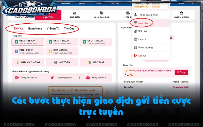 Quy trình nạp tiền cá độ bóng đá an toàn và chuẩn xác