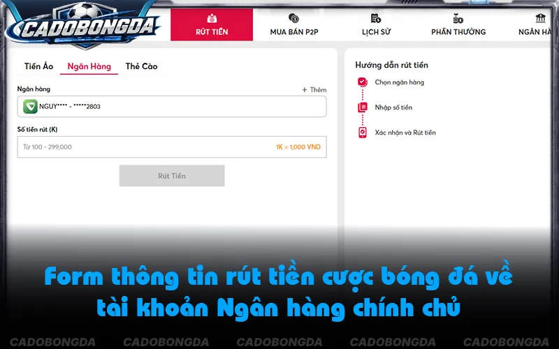 Thao tác nhập thông tin Ngân hàng và số tiền quy đổi chuẩn xác