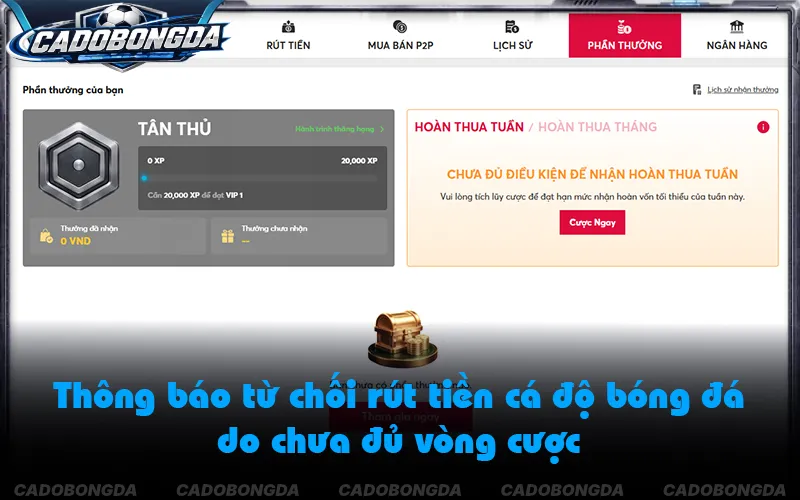 Điều kiện hoàn thành doanh thu vòng cược để rút tiền cá độ bóng đá